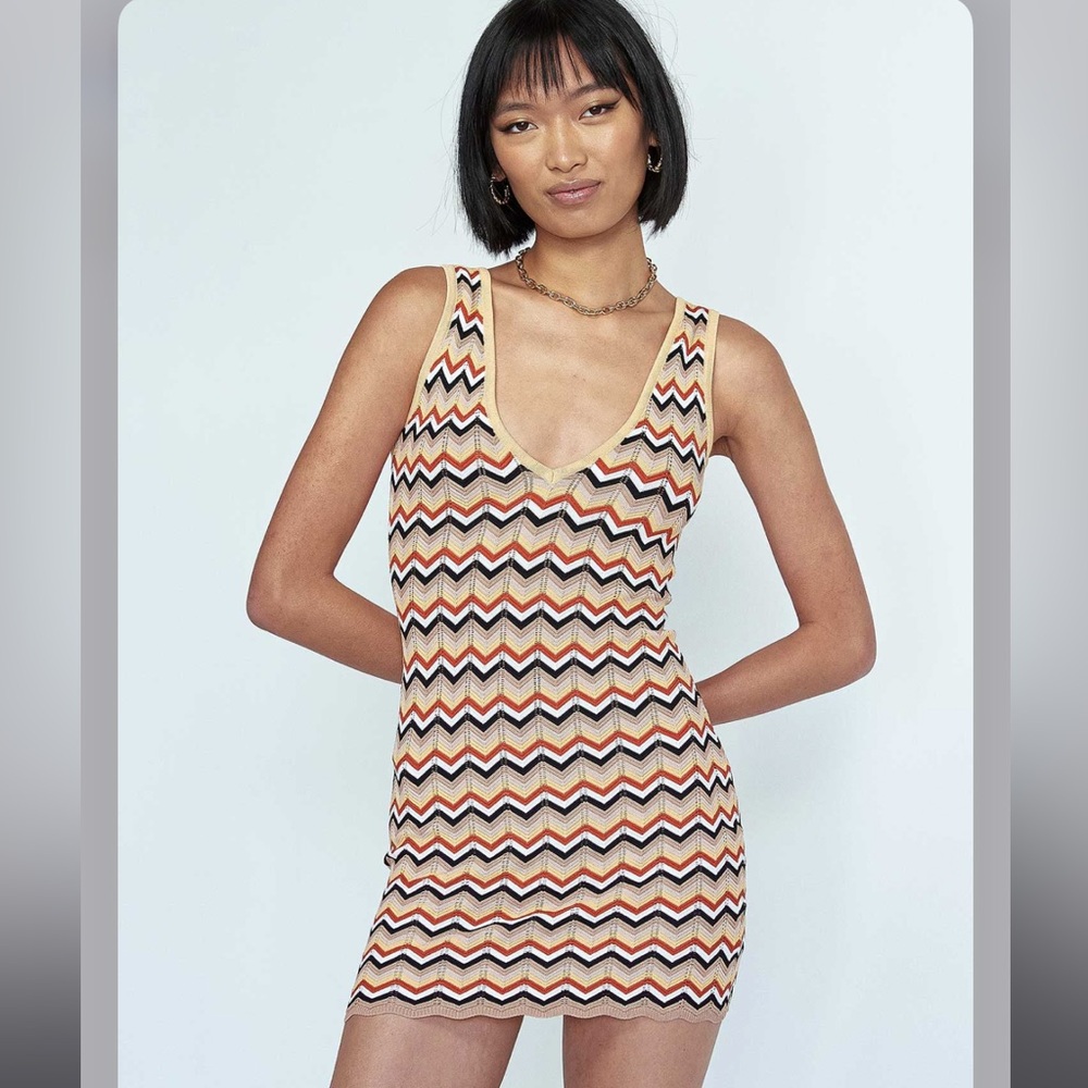 Princess Polly Zigzag Knit dress in Orange and Black